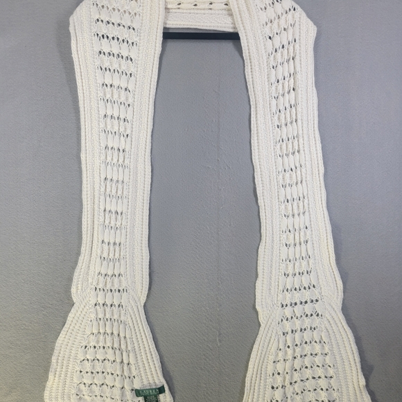 Ralph Lauren Cream Knit Scarf - Picture 1 of 5
